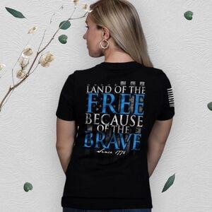 🆕️ Nine Line short sleeve v-neck t-shirt size 2XL women's Because of the Brave